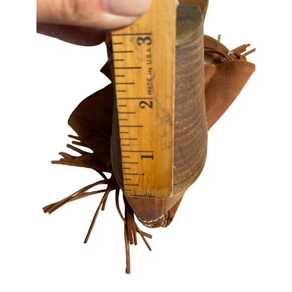 Vintage Western Hobo Camel Fringe Suede Boots Chestnut Women Size 9 ITALY - Picture 8 of 10